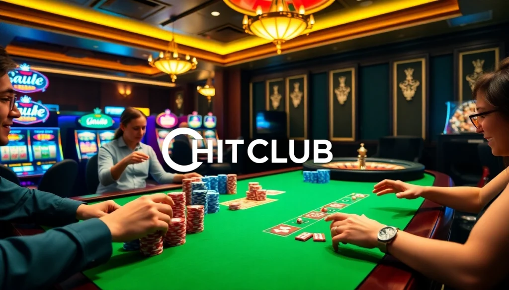 Experience the excitement of Hit Club with vibrant tables and thrilling gameplay in an elegant casino setting.