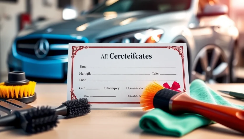 Gift your loved ones a car detailing gift certificate with premium detailing tools elegantly displayed.