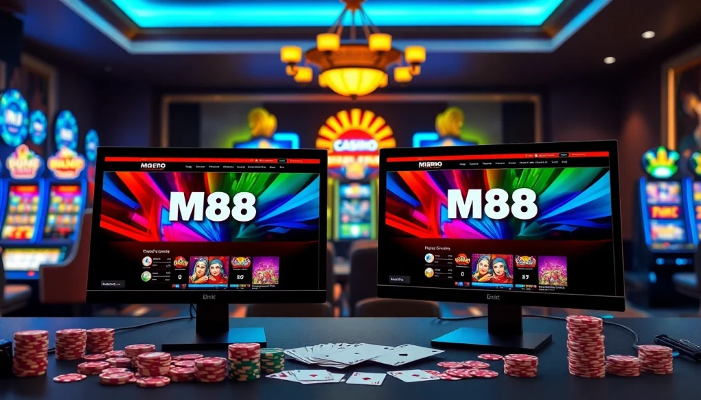 Dynamic online casino environment showcasing m88.com.mx with vibrant gaming elements and exciting atmosphere.