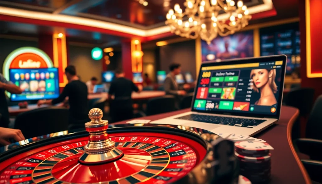 Engaging gamblers at a luxurious casino table with u 888 logo featured prominently.