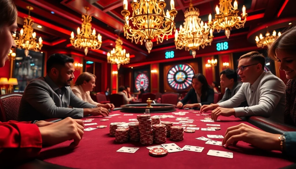 Experience high-stakes excitement at nhà cái 88t's luxurious poker tables filled with vibrant chips and cards.