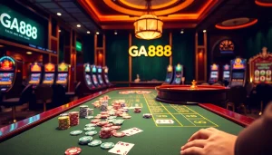 GA888 players engage in thrilling casino action at a vibrant betting table.
