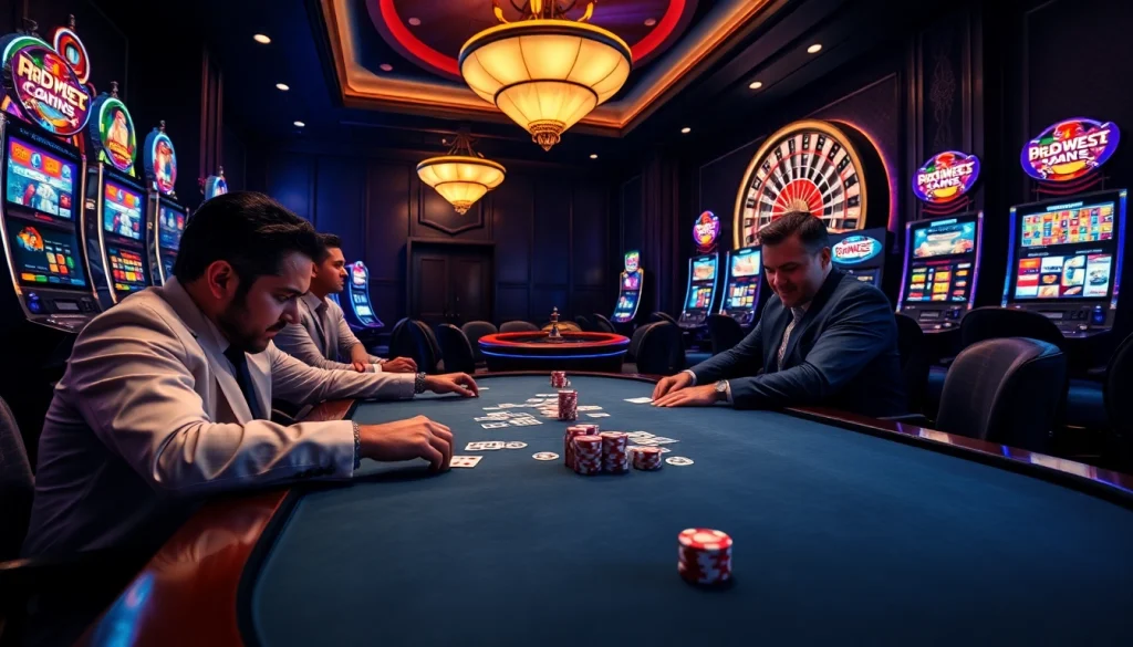 Engaging gamblers in excitement with app bem90 at a luxury poker table.
