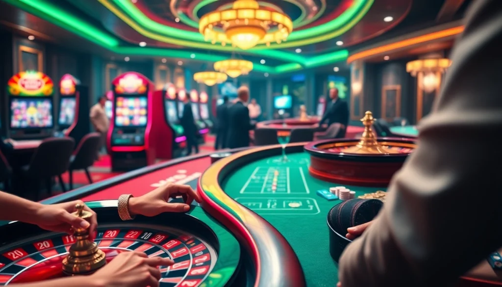 Intense gameplay at nhà cái i9bet with players enjoying a captivating online casino experience.