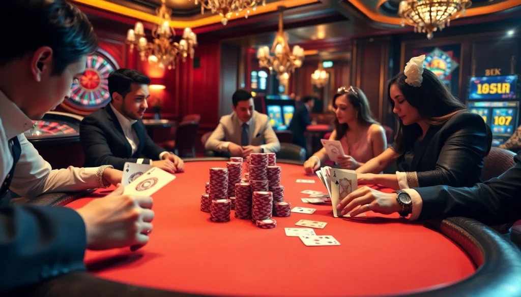 Experience high-stakes poker at 8KBET's luxurious gambling table setup.
