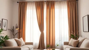 Verduisterende gordijnen in een stijlvolle woonkamer, ontworpen voor optimale privacy en comfort.