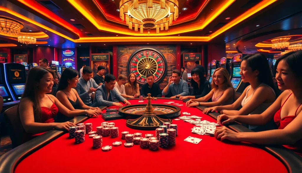 Engaged players at a GO99 casino gaming table, capturing the excitement of strategic betting.
