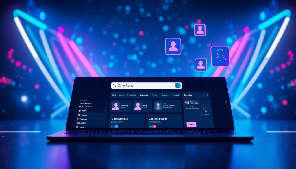 OnlyFans finder tool interface in an innovative, sleek design with filters and vibrant colors.