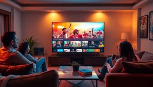 Experience Iron TV Pro's vibrant sports and entertainment offerings in a modern living room.