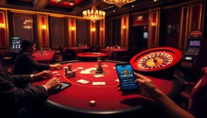 Experience thrilling gambling action at uu88 con with a vibrant casino scene featuring poker and roulette.