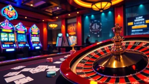 Experience the thrill of winning at Dominoqiu with vibrant casino gaming elements and luxurious ambiance.