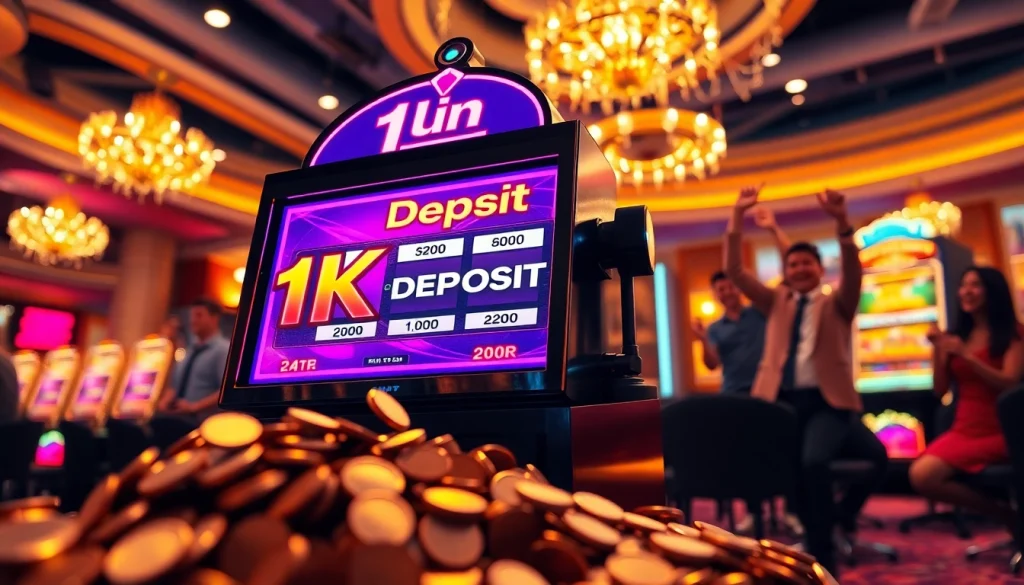 Menampilkan slot deposit 1k dengan mesin slot yang ramai dan grafis menarik.