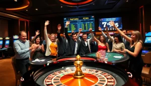 Experience thrilling wins at 789win com with poker chips and roulette at a luxurious casino.