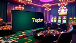 Gamblers enjoying an online betting experience with 7upbet on a sleek digital interface.
