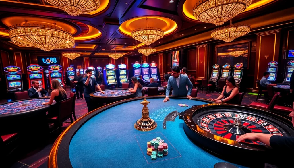 Experience thrilling gameplay at tg88 with vibrant casino tables and engaging players.