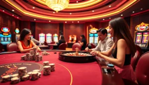 Exciting TT88 casino gaming scene with vibrant tables and slot machines.