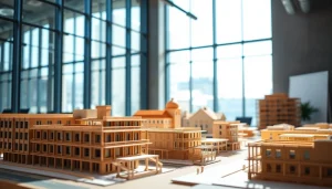 Architekturmodellbau Braunschweig zeigt präzise gefertigte Modelle in einem modernen Büro.