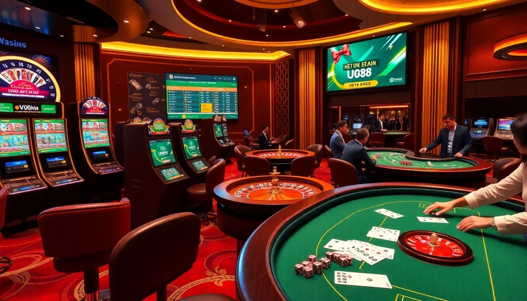 Action-packed online gambling scene showcasing popular games and features at https://uu88.gl/ for an immersive casino experience.