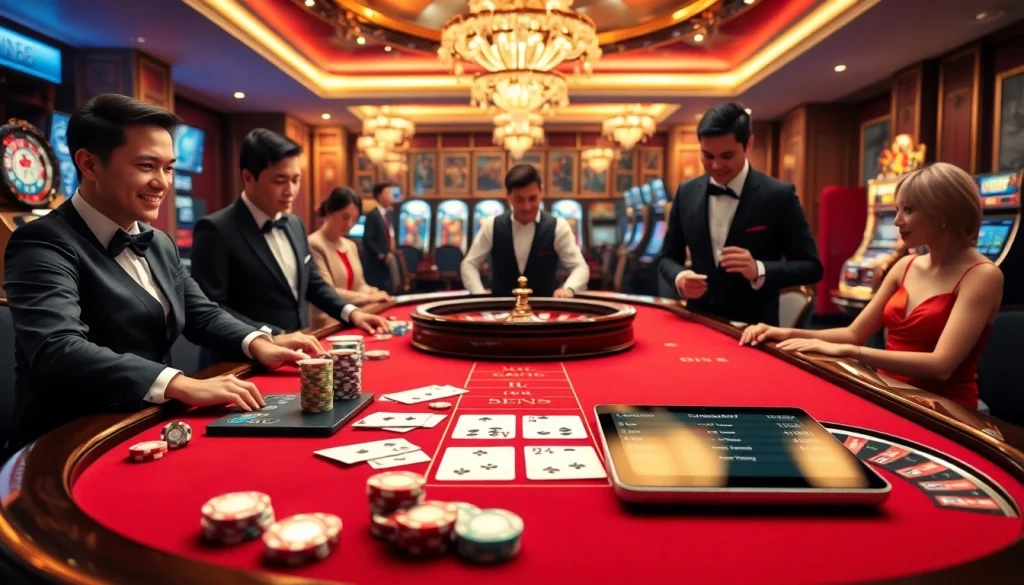 Baccarat betting excitement at https://xx88.us/ with vibrant players and luxury elements.