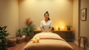 Professional therapist delivering a tranquil 출장마사지 service in a serene setting.