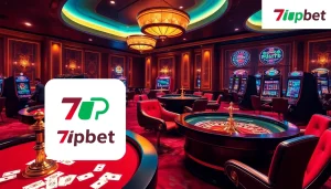 Action-packed gambling scene showcasing 7upbet with players at casino tables.