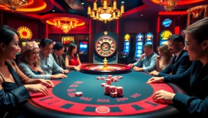 Gambling excitement at 789P casino with poker chips and a roulette wheel in action.