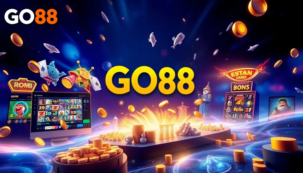 Exciting gaming scene showcasing GO88, highlighting diverse games and thrilling interface - dittytalk.com