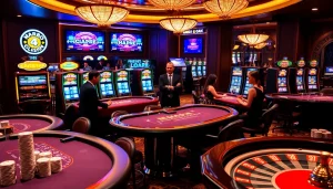 Experience thrilling gameplay at MM88's luxurious casino with vibrant tables and engaging gameplay.