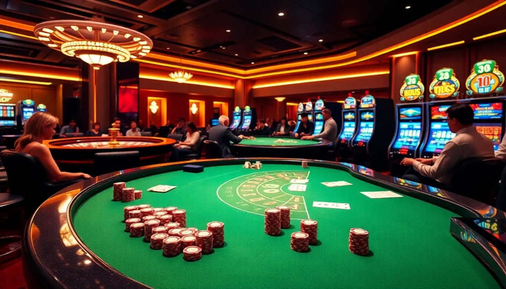 Experience the thrill of kèo nhà cái 5 with luxurious casino tables and vibrant gambling action.