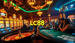 Experience the thrill of winning at Lc88.com with captivating slot machines and exciting card games in a luxurious casino setting.