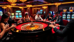 Experience thrilling gameplay at AU88 with casino tables, cards, and vibrant slot machines.