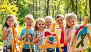 Children enjoying fun activities at holiday camps in a sunny outdoor setting.