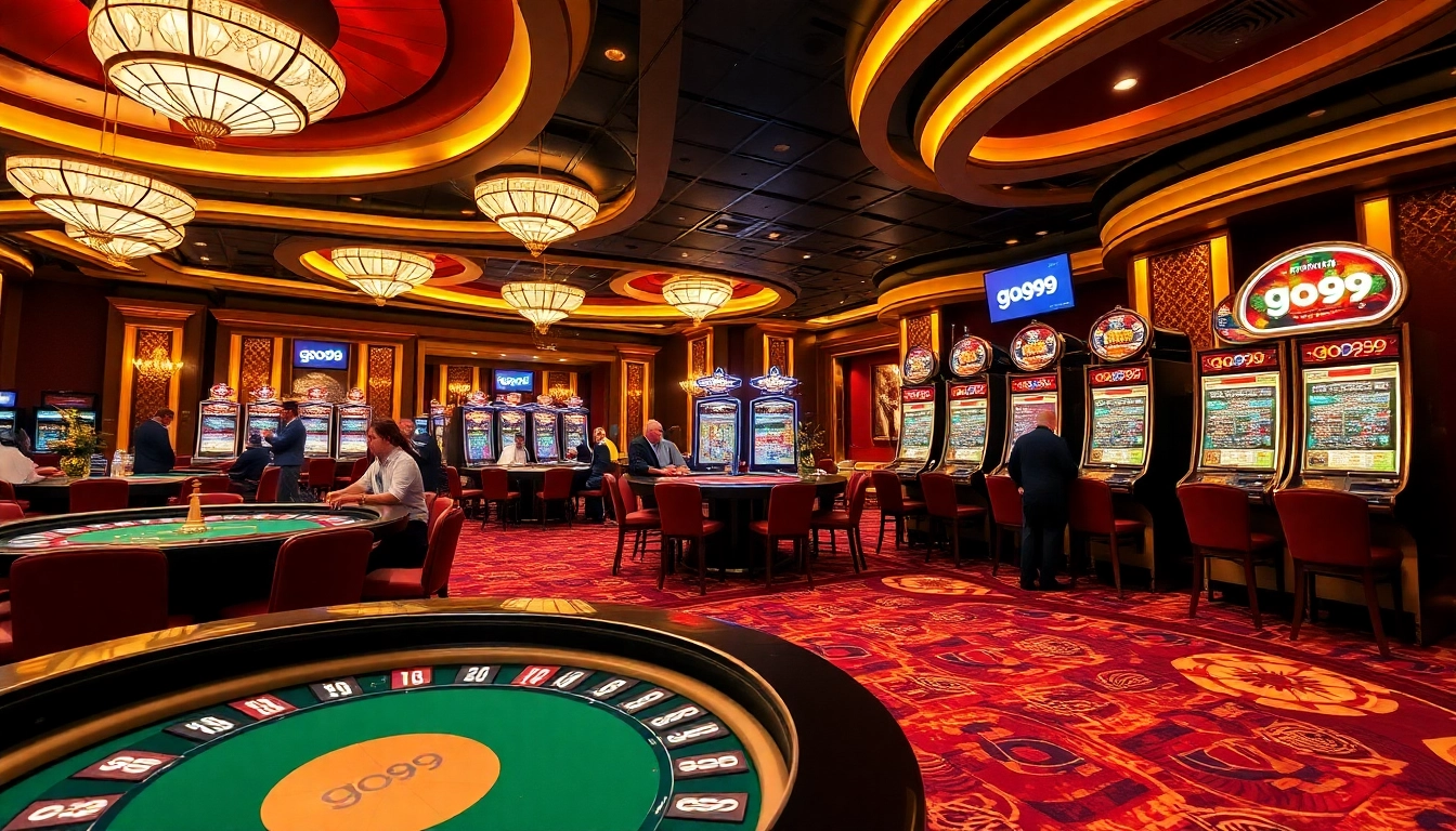 Engaging casino scene with players enjoying go99 games and thrilling gambling action.