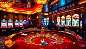 Players eagerly betting on 888VND at a vibrant casino table with poker chips and cards.