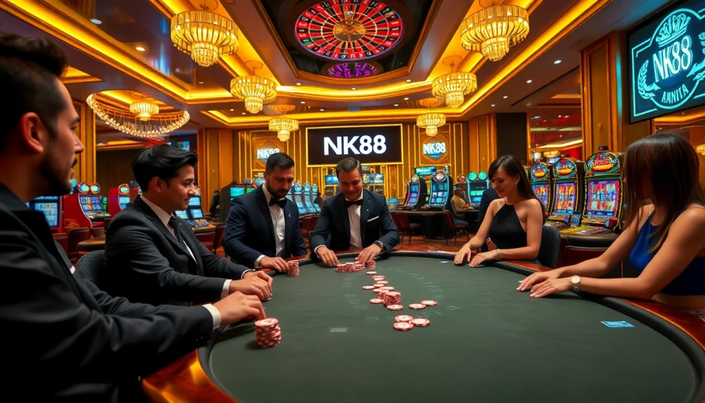 Experience the thrill of gaming at NK88 with vibrant casino tables and exciting play.