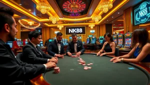 Experience the thrill of gaming at NK88 with vibrant casino tables and exciting play.
