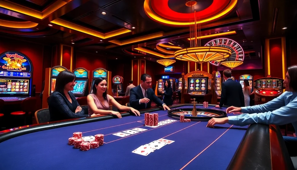 Experience high-stakes gaming at luckywin with vibrant casino tables and dynamic players.