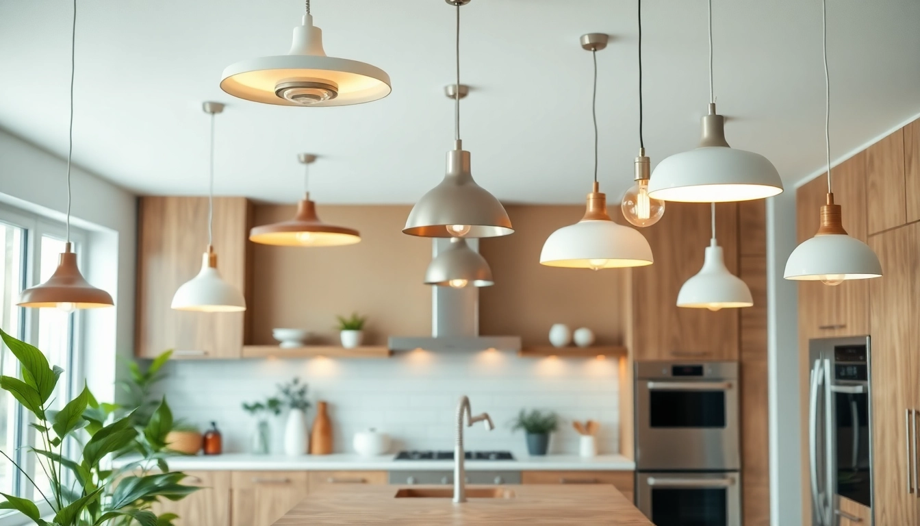 Illuminate your space with stylish island light fixtures enhancing a bright kitchen atmosphere.