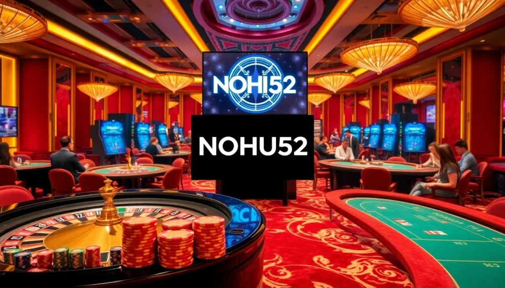 Experience the thrill of gaming at NOHU52 with vibrant tables and luxurious setup.