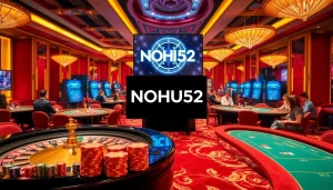 Experience the thrill of gaming at NOHU52 with vibrant tables and luxurious setup.