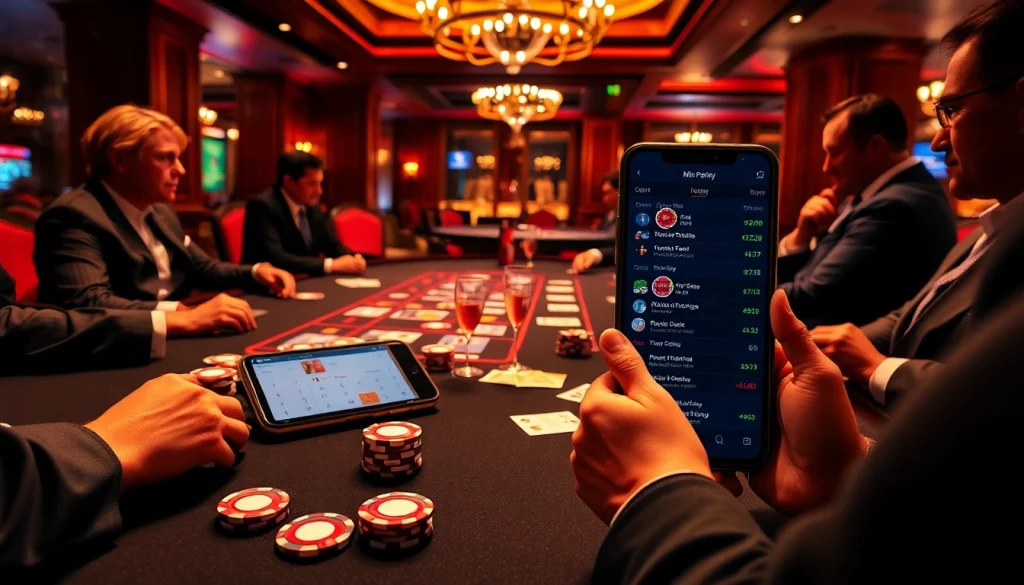 Engaging Mix Parlay betting scene with vibrant chips and an elegant casino setting.