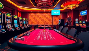 Enjoying an exhilarating game at nhà cái open88, with vibrant casino tables and engaging slot machines.