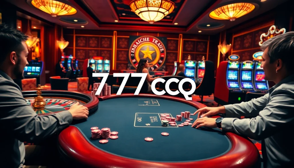 Jogo de poker empolgante no cassino 77qq, destacando roleta vibrante e máquinas caça-níqueis.