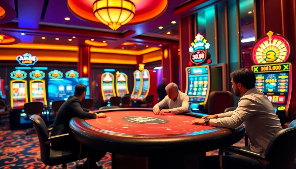 Experience the excitement of gambling at Jun88 with diverse games and vibrant atmosphere.
