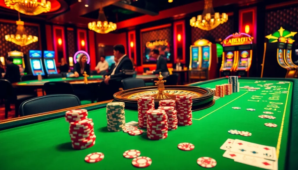 Joueurs gagnant au casino en ligne argent réel avec des jetons vibrants et des machines à sous électroniques.