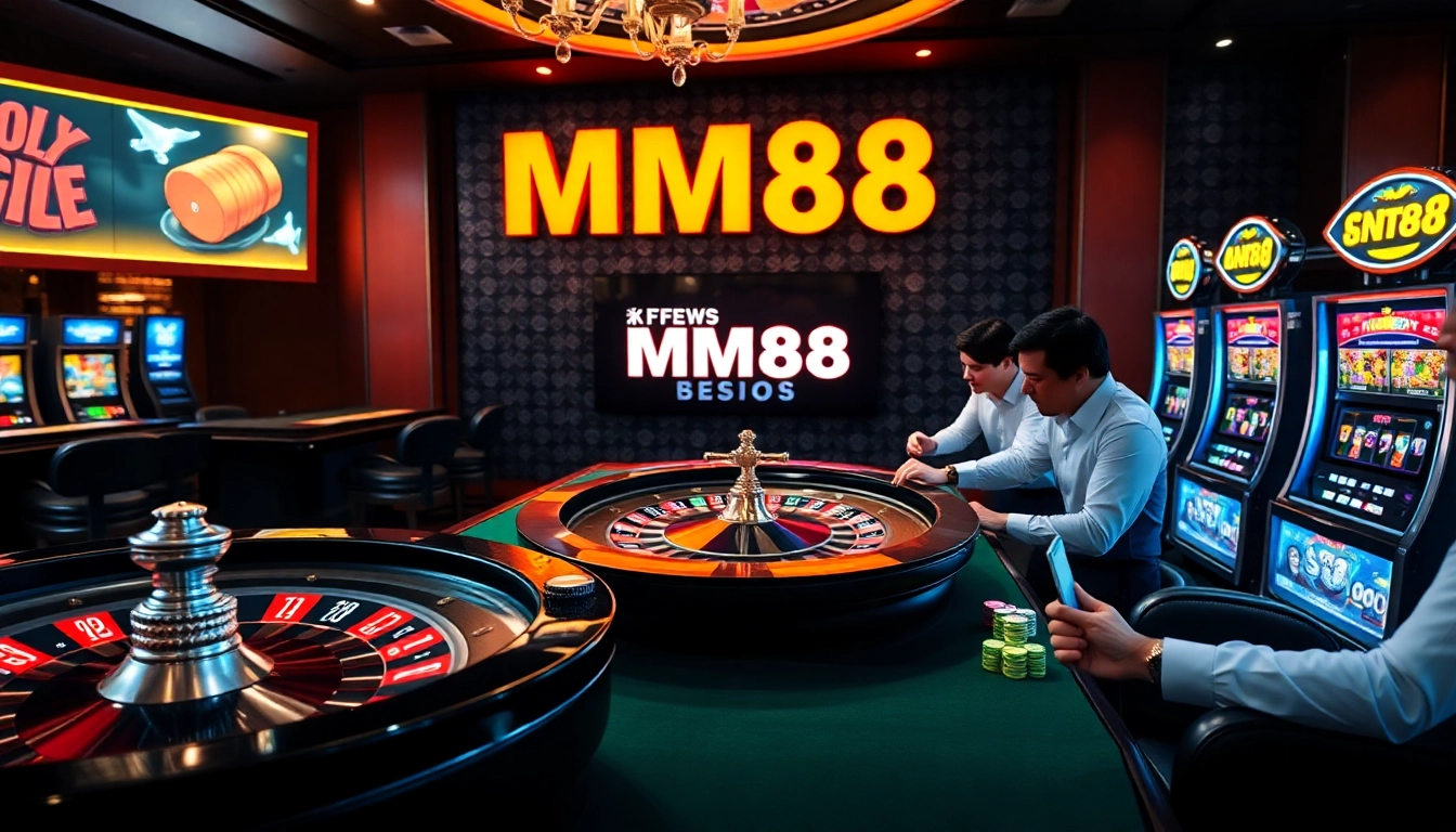 MM88 players enjoying dynamic gameplay at a luxury casino roulette table.
