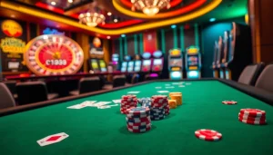 High-stakes poker action at C168 table, showcasing vibrant chips and cards.