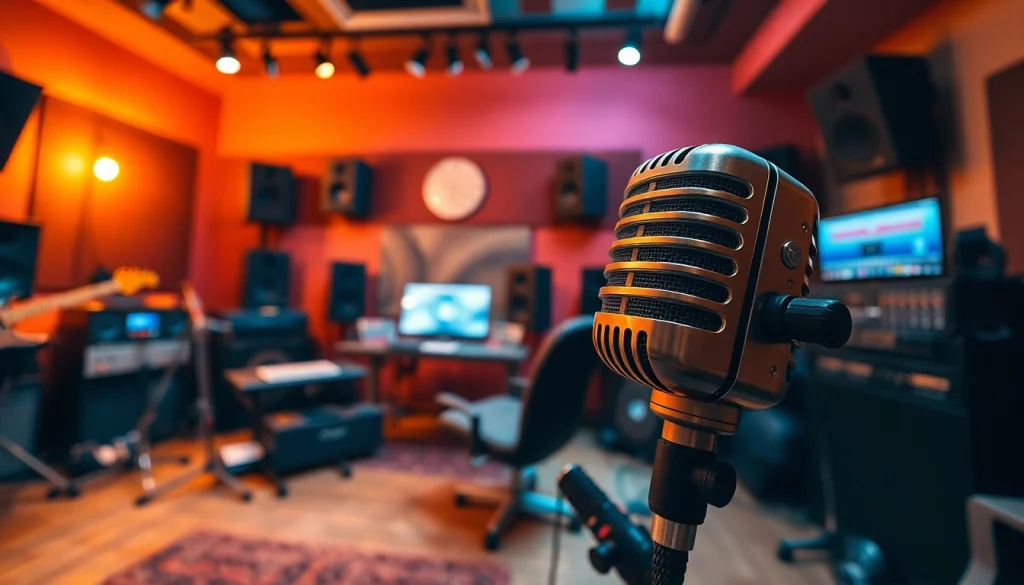 CM88 microphone in a vibrant music studio setup with recording gear.