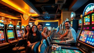 Slvip online casino experience with vibrant games and excited players in a modern gaming environment.
