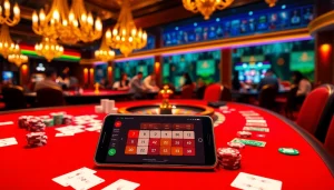 F168 players engaging at a vibrant casino table with chips and cards.